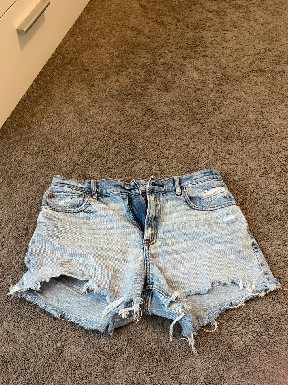American Eagle Outfitters Light Blue Distressed Denim Shorts